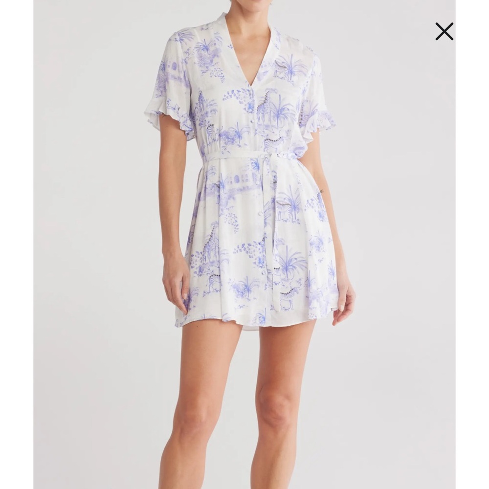All Saints White and Purple Mini Dress